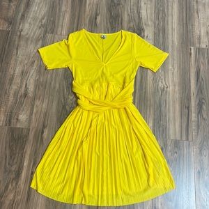 Yellow pleated dress Asos